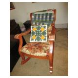 Early 1900s Rocking Chair, Quilt With Old Cars,