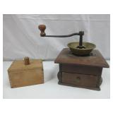 1900s Coffee Grinder, Wood Box Butter Mold