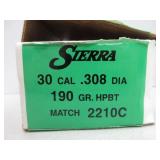 Sierra .308 Match 190 GR HPBT Bullets (500 Count)