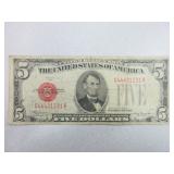 1928 C Red Seal Five Dollar Note