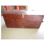 Wood Storage Box with Art Supplies