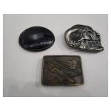 3) Belt Buckles (Justin, Space, Skull)