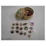 Metal Trinket Box With Various Pins (Kennedy, Card