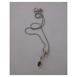 Sterling Silver Green Stone Necklace