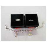 Sterling Silver Rings And Charm Bracelet