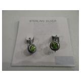 Green Stone Hook Back Earrings