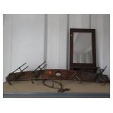 Hanging Mirror, Wood Rack, Metal Rack
