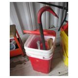 Bucket with Crow Bar, Horseshoes and Fittings