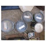 5) Paint Cans, Fire Extinguisher, Plastic Tins