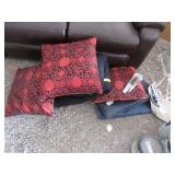 Red Cushions, Black Conforter, Plastic Cushion,