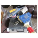 Tape Gun, Ryobi Palm Sander, Plastic Carrying Case