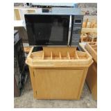 Emerson Microwave and Wooden Cabinet with Sections