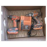 Rigid Drill Driver, Drill, 2) Batteries, Charger