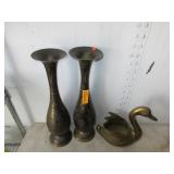 Brass Vases and Swan