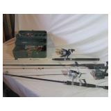 Fishing Rods, Vintage Tackle Box with Contents