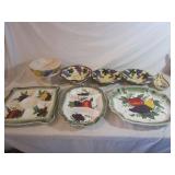Grape and Fruit Design Serving Bowls, Platters