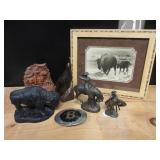 Western Figurines, Belt Buckle, Framed Buffalo