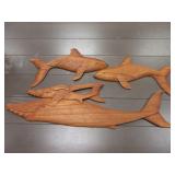 Mid-Century Whale And Porpoise Carvings,