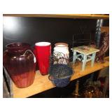 Rooster Figurine, Painted Bird Stool, Milk Catch