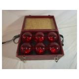 Red Glass Fire Extinguishers in Case