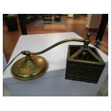 Ornate Metal Lamp with Amber Glass