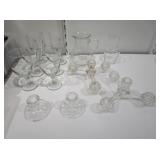 Glass Pitcher, Goblets, Candlesticks