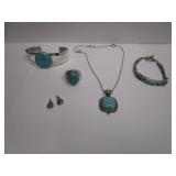 Turquoise Cuff, Necklace, Earrings, Rings