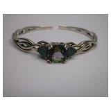 Sterling Druzy Quartz/Mystic Topaz Hinged Bracelet