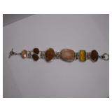 Sterling Barse Bracelet with Mixed Stones