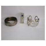 2) Sterling Bracelets, Lipstick Holder with Lapis