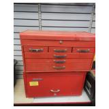Red Tool Box, Stack-On Tool Box, With Misc Tools