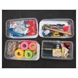 4) Totes, Hammer And Tools, Sanding Blocks, Locks,