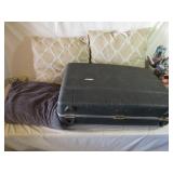 Suitcase, Throw Pillows, Blanket