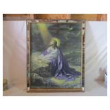 Large Jesus Print with Mirror Frame -Piece Missing