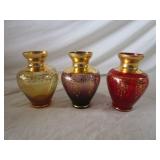 Vintage Gold Painted Glass Vases