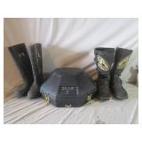 Motorcycle and Irrigation Boots, Hat Box