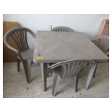 Grey Patio Table and 4) Chairs (Plastic)