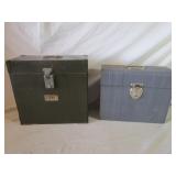 2) Metal File Boxes with Folders