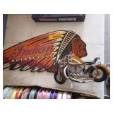 Indian Motorcycle Metal Sign, Wire Crafted-