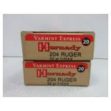 2) Boxes Hornady 204 Ruger 32 GR V-Max