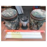 2) Camo Bucket Seats, Paper Targets, Lantern