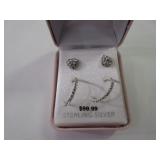 2 Pair Sterling Silver Heart And Hoop Earrings