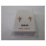 14 KT Gold CX Cross Stud Earring