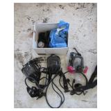 3) Full Face Respirator Masks, 2) Blue PPE Vests,