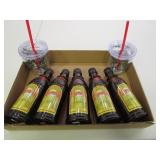 Plastic Kalua Bottles, 2) Cups With Straws