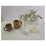 Canada Mug, Glass Bowls, Metal Bowl Stand
