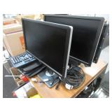 3) Computer Monitors, Keyboards, Cords