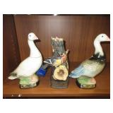 2) Duck Decanters, Duck On Branch Bottle