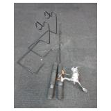 2) Ice Fishing Poles And Pole Holders