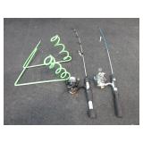 2) Ice Fishing Poles, Pole Holders